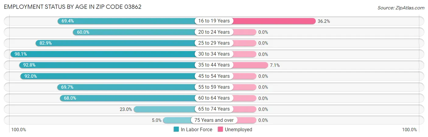 Employment Status by Age in Zip Code 03862