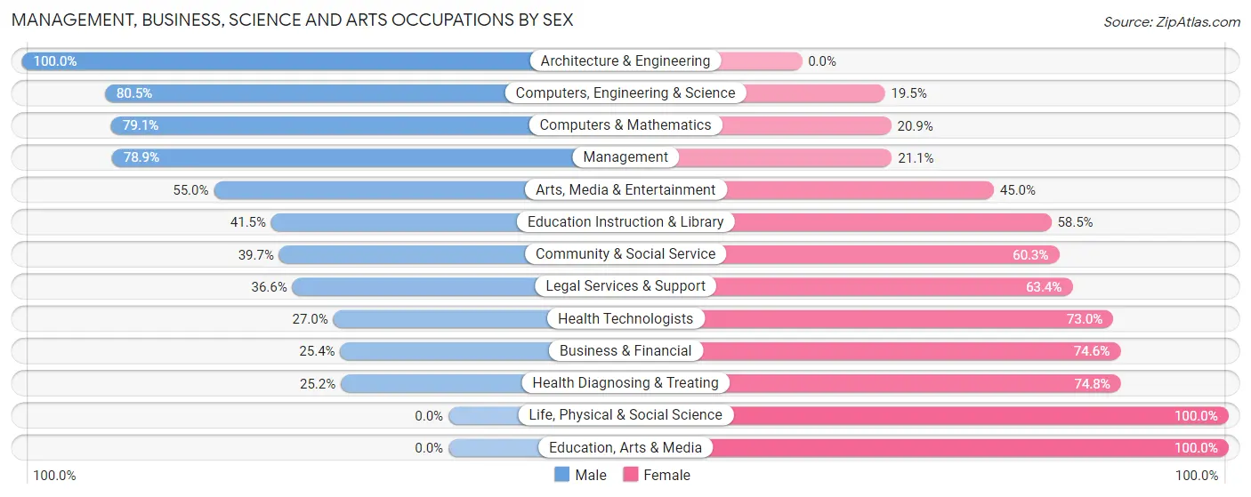 Management, Business, Science and Arts Occupations by Sex in Zip Code 03862