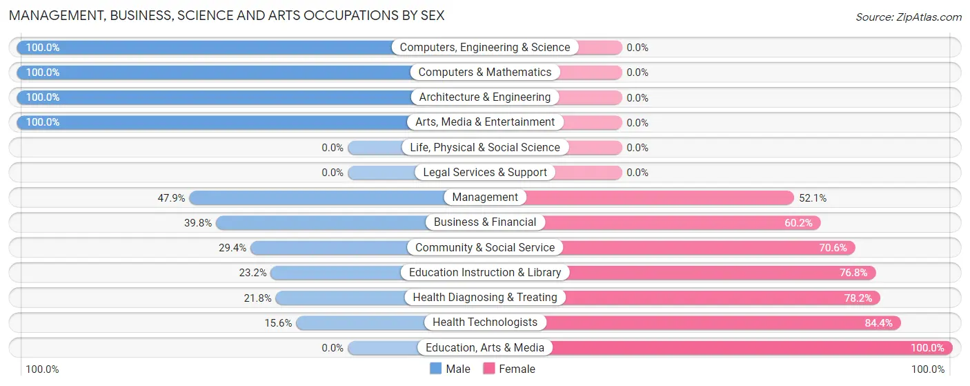 Management, Business, Science and Arts Occupations by Sex in Zip Code 03865