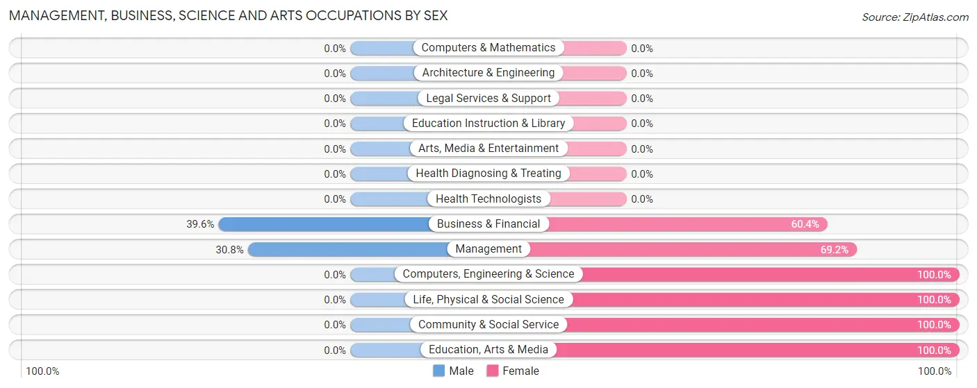Management, Business, Science and Arts Occupations by Sex in Zip Code 03871