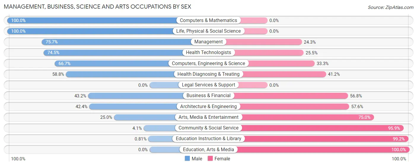 Management, Business, Science and Arts Occupations by Sex in Zip Code 03872