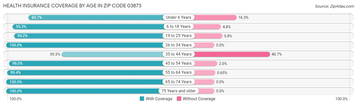 Health Insurance Coverage by Age in Zip Code 03873