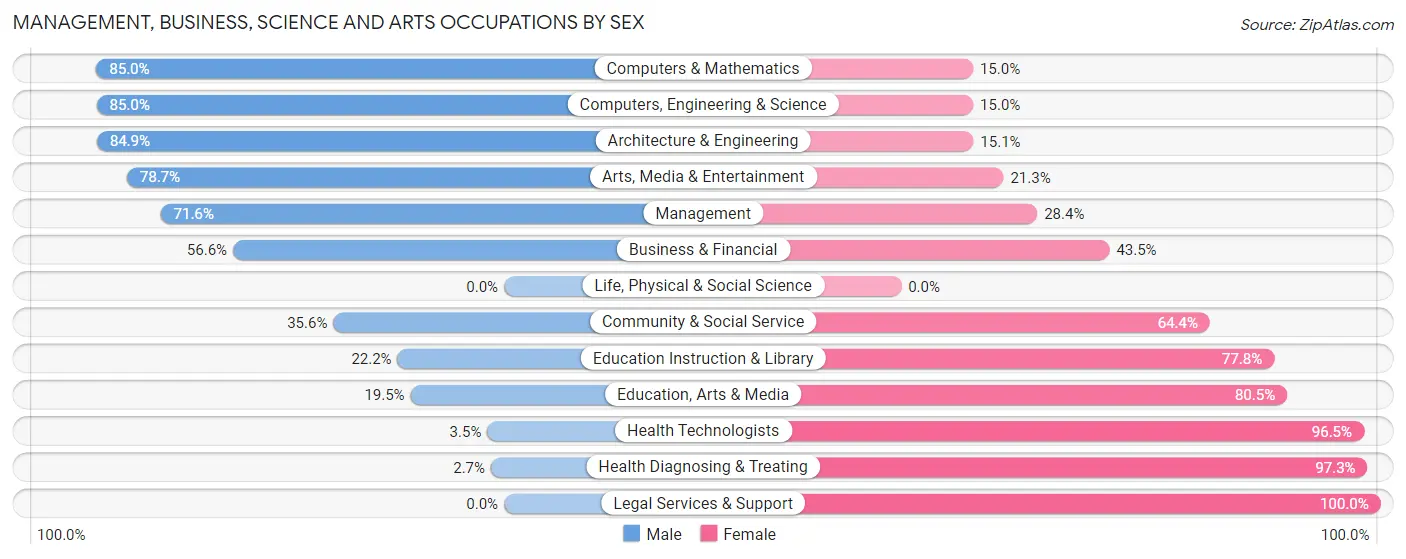Management, Business, Science and Arts Occupations by Sex in Zip Code 03878