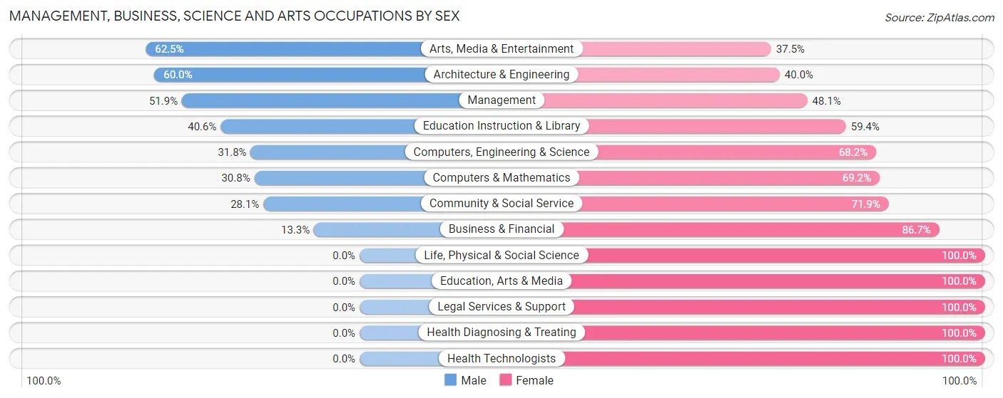Management, Business, Science and Arts Occupations by Sex in Zip Code 03882