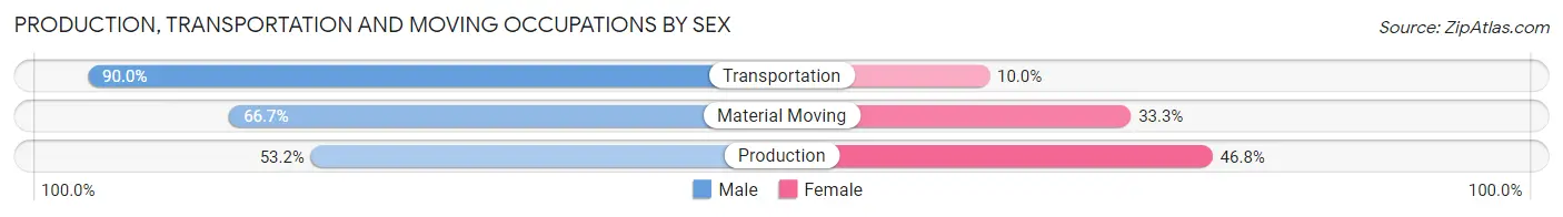 Production, Transportation and Moving Occupations by Sex in Zip Code 03882