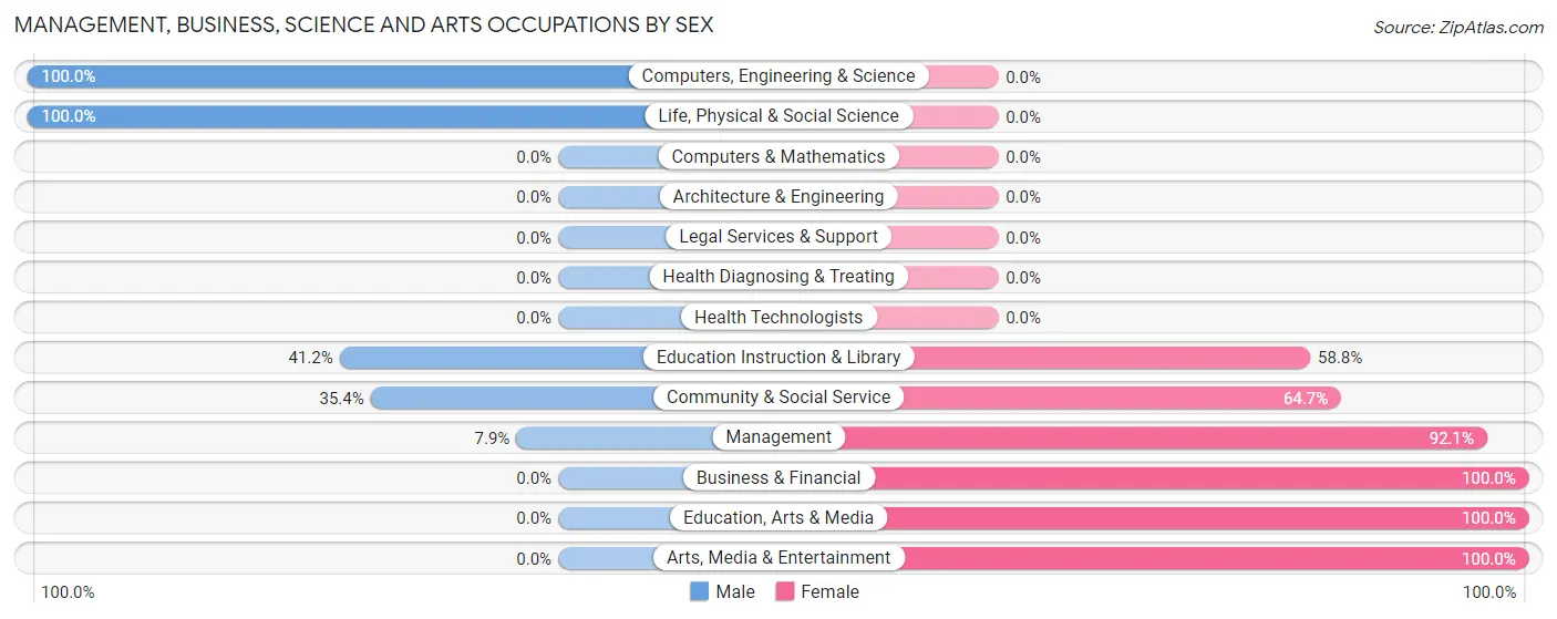 Management, Business, Science and Arts Occupations by Sex in Zip Code 03883