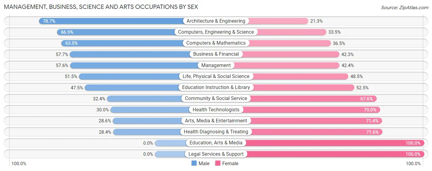 Management, Business, Science and Arts Occupations by Sex in Zip Code 03885