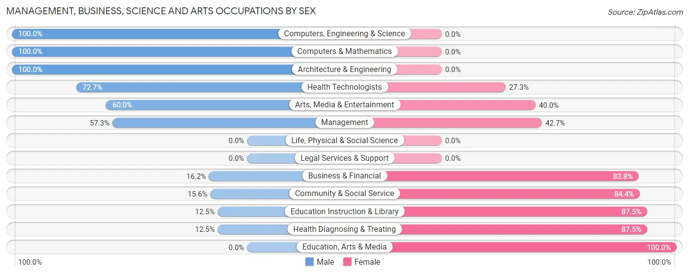Management, Business, Science and Arts Occupations by Sex in Zip Code 03887