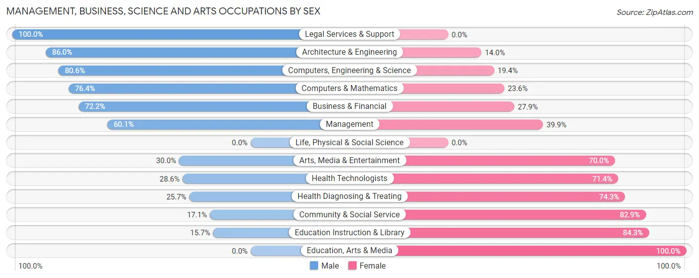 Management, Business, Science and Arts Occupations by Sex in Zip Code 03906