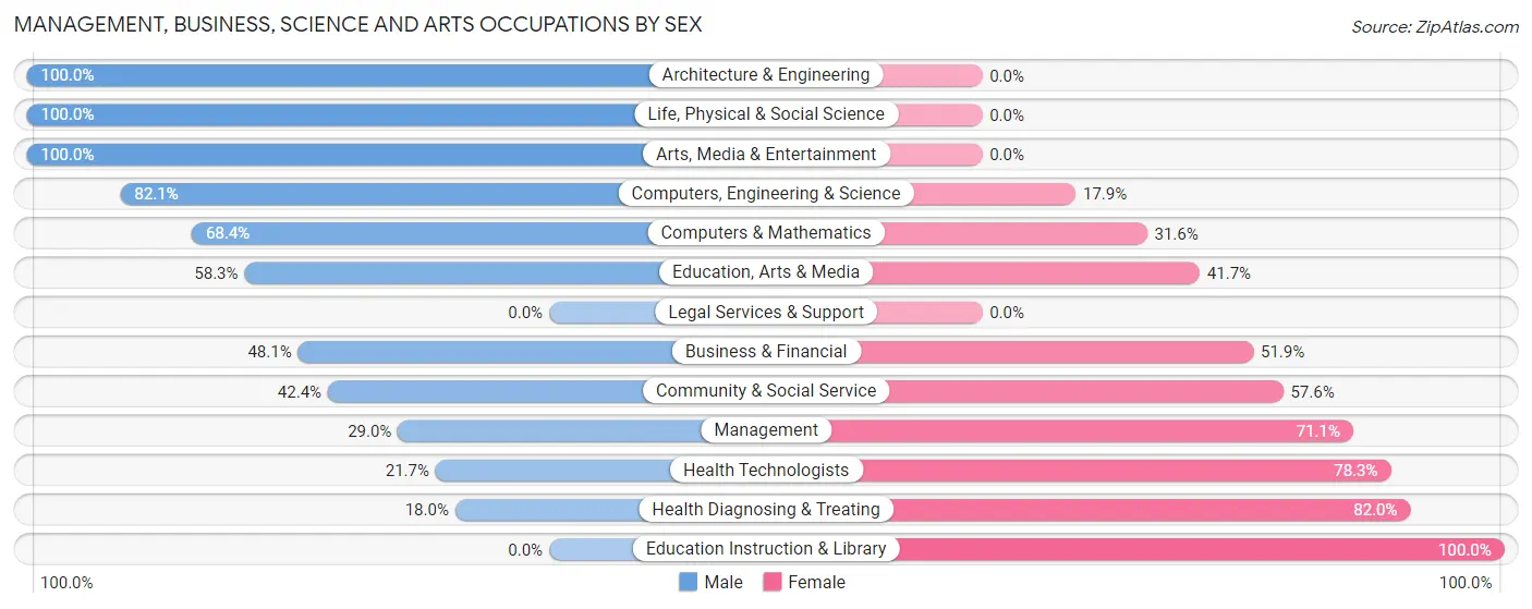 Management, Business, Science and Arts Occupations by Sex in Zip Code 04061