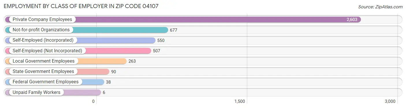 Employment by Class of Employer in Zip Code 04107