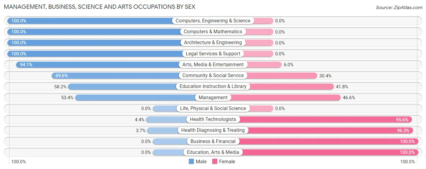 Management, Business, Science and Arts Occupations by Sex in Zip Code 04259