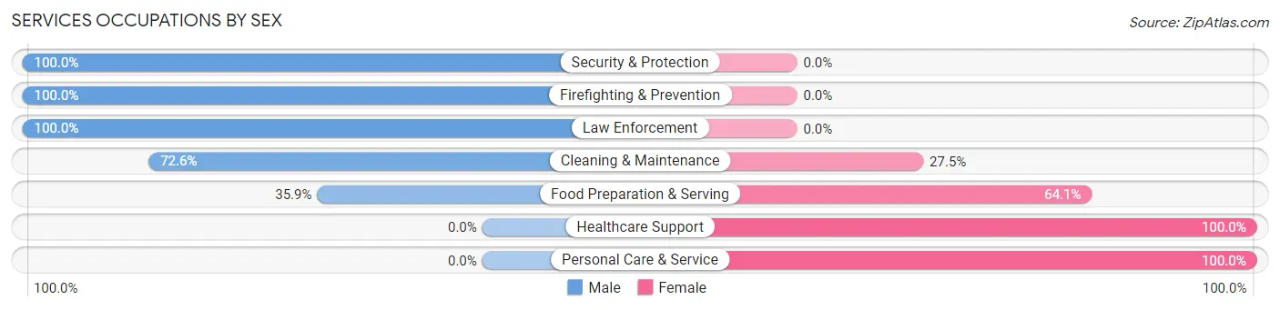 Services Occupations by Sex in Zip Code 04352
