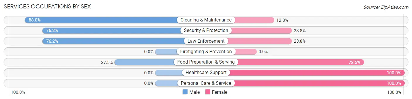 Services Occupations by Sex in Zip Code 04353