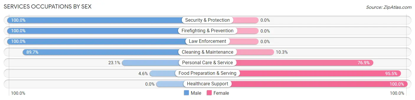 Services Occupations by Sex in Zip Code 04411