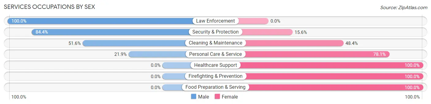 Services Occupations by Sex in Zip Code 04426