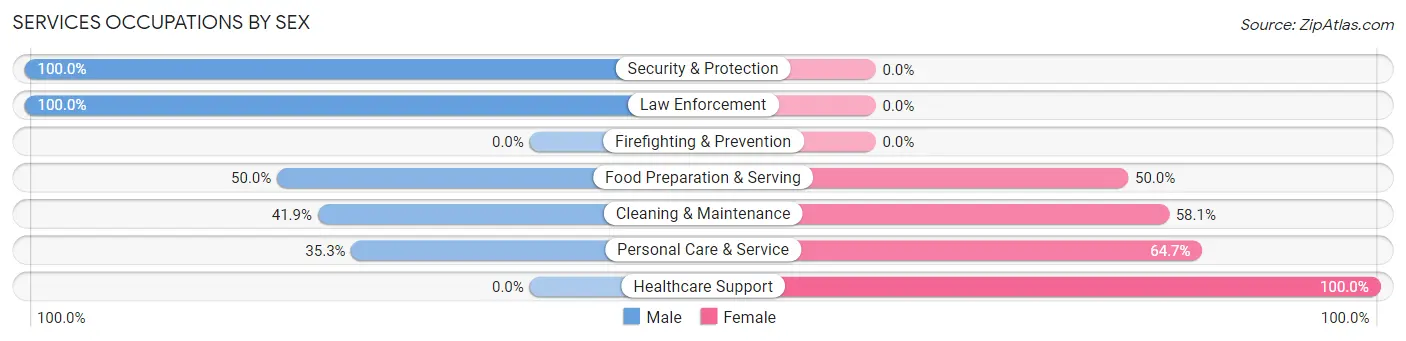 Services Occupations by Sex in Zip Code 04427