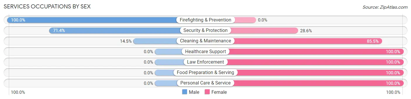 Services Occupations by Sex in Zip Code 04438