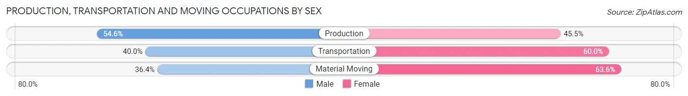 Production, Transportation and Moving Occupations by Sex in Zip Code 04617