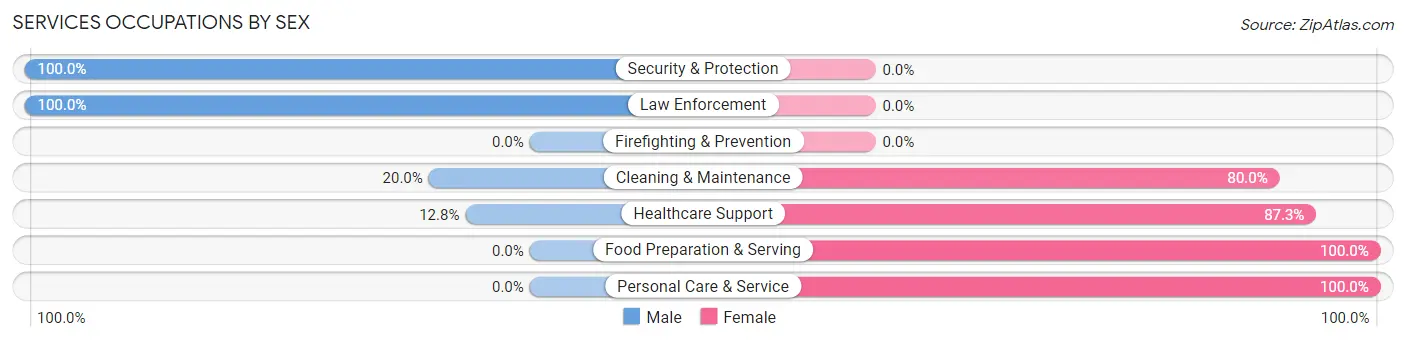 Services Occupations by Sex in Zip Code 04640