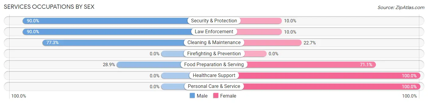 Services Occupations by Sex in Zip Code 04694