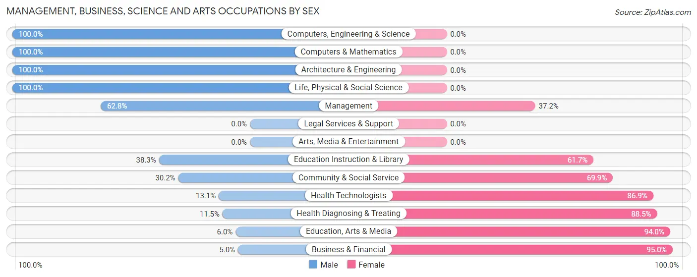 Management, Business, Science and Arts Occupations by Sex in Zip Code 04743
