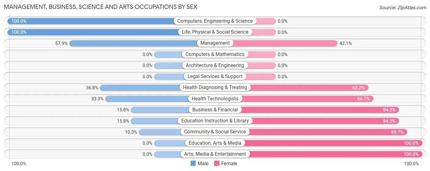 Management, Business, Science and Arts Occupations by Sex in Zip Code 04762