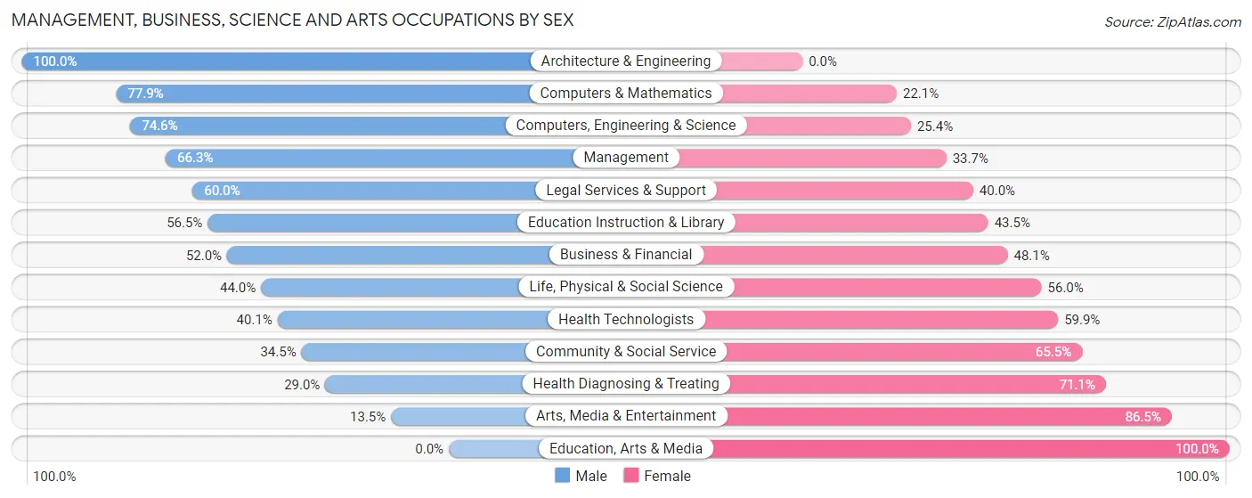 Management, Business, Science and Arts Occupations by Sex in Zip Code 04843