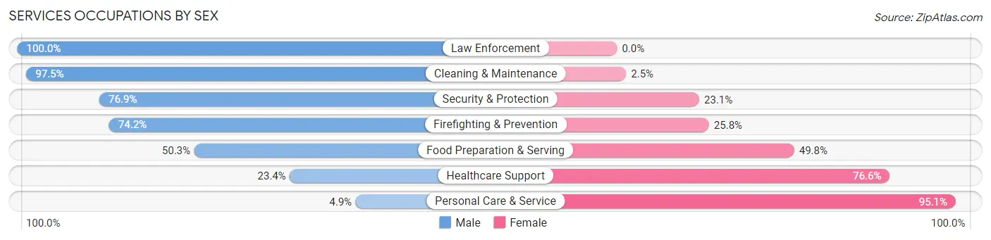 Services Occupations by Sex in Zip Code 04901