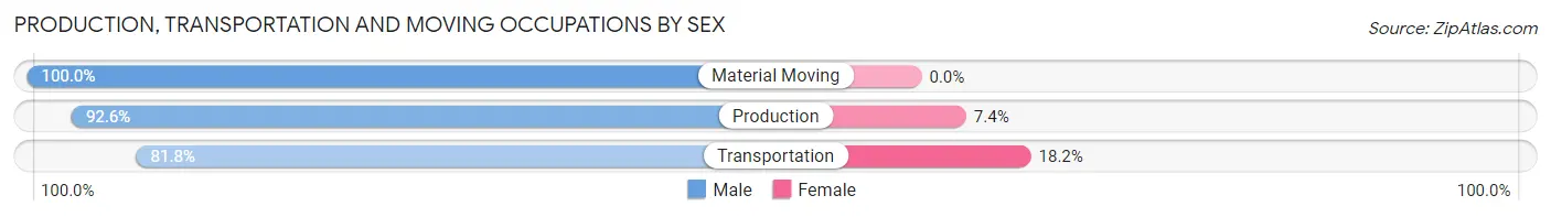Production, Transportation and Moving Occupations by Sex in Zip Code 04929