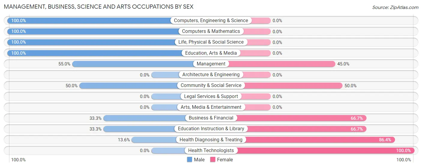 Management, Business, Science and Arts Occupations by Sex in Zip Code 04939