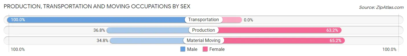 Production, Transportation and Moving Occupations by Sex in Zip Code 04951