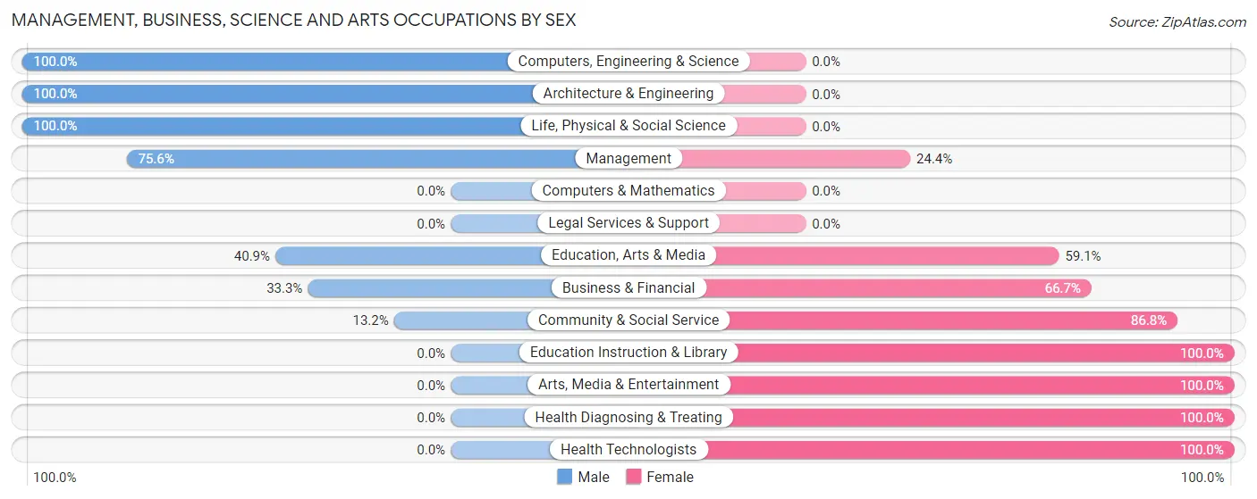 Management, Business, Science and Arts Occupations by Sex in Zip Code 04965
