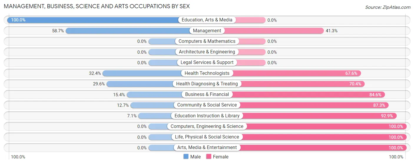 Management, Business, Science and Arts Occupations by Sex in Zip Code 04983