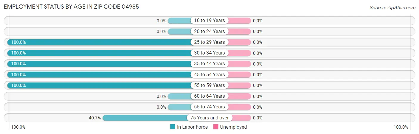 Employment Status by Age in Zip Code 04985
