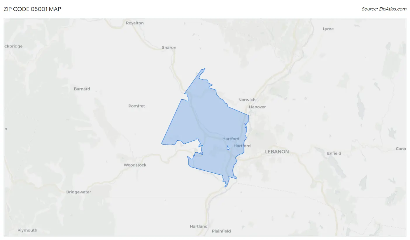 Zip Code 05001 Map