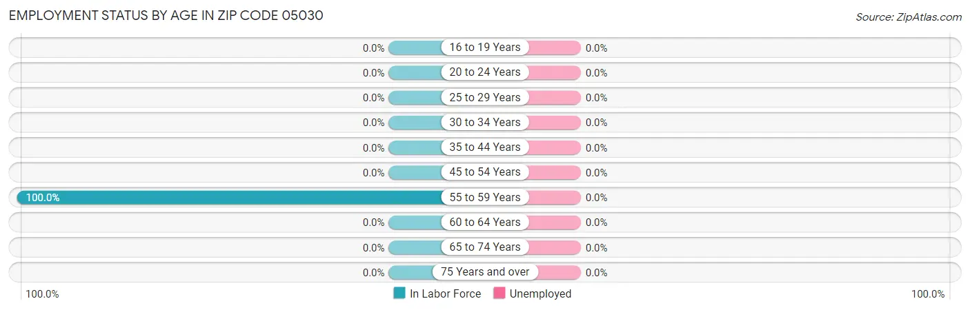 Employment Status by Age in Zip Code 05030