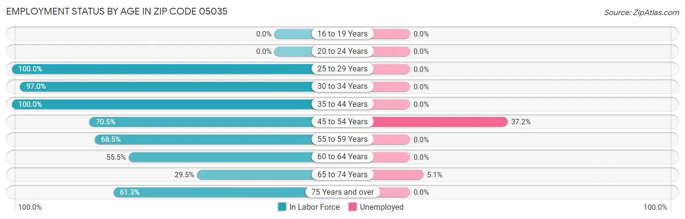 Employment Status by Age in Zip Code 05035