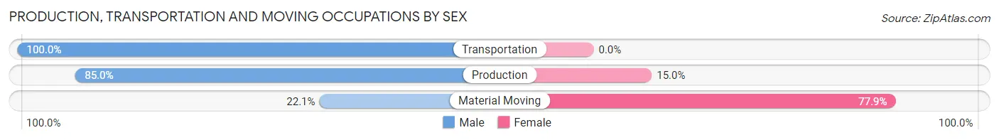 Production, Transportation and Moving Occupations by Sex in Zip Code 05055