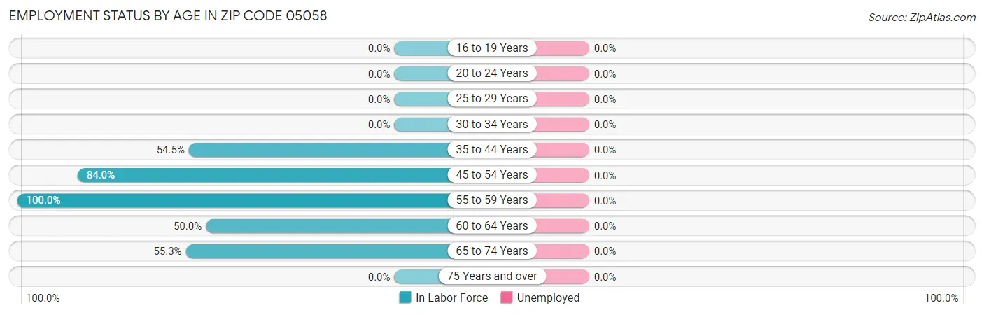 Employment Status by Age in Zip Code 05058