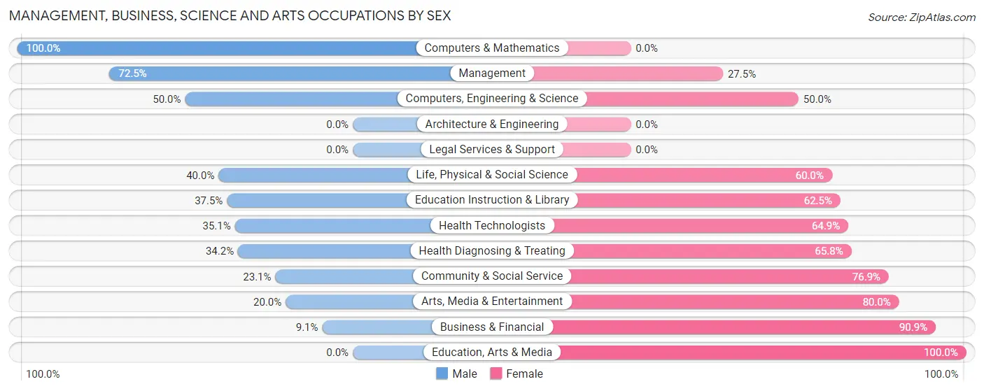 Management, Business, Science and Arts Occupations by Sex in Zip Code 05062