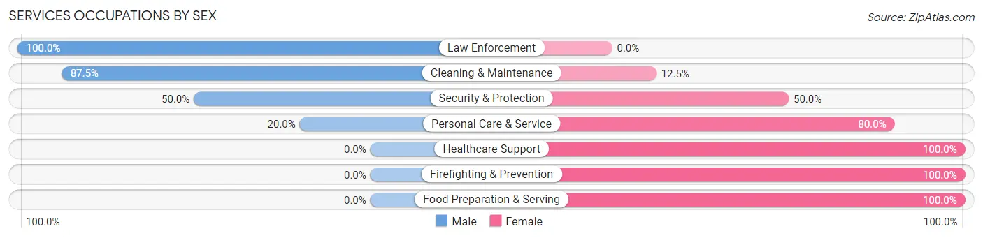 Services Occupations by Sex in Zip Code 05062