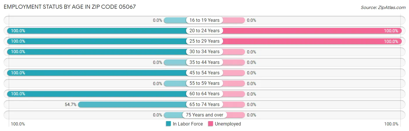 Employment Status by Age in Zip Code 05067