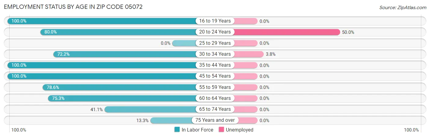 Employment Status by Age in Zip Code 05072