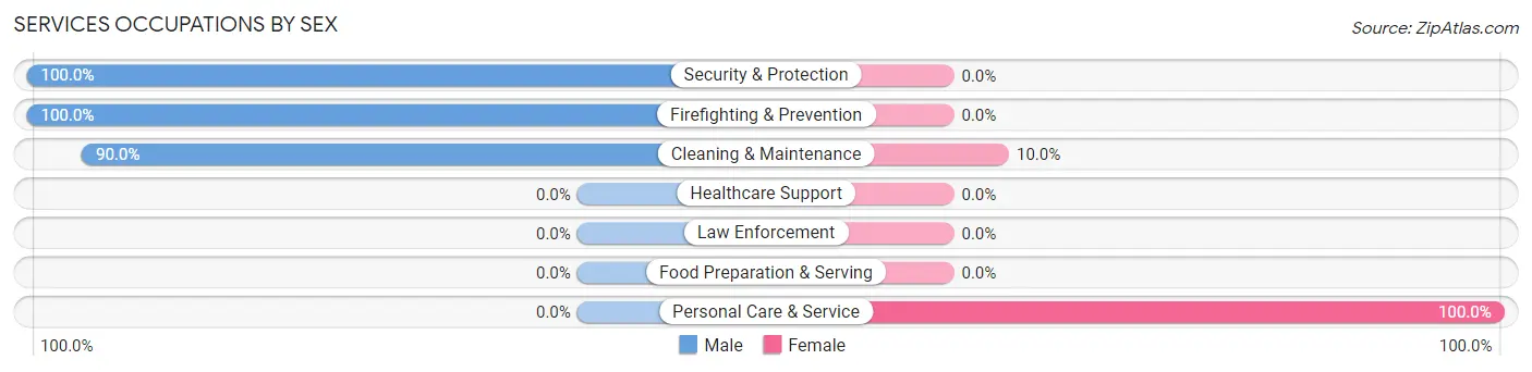 Services Occupations by Sex in Zip Code 05072