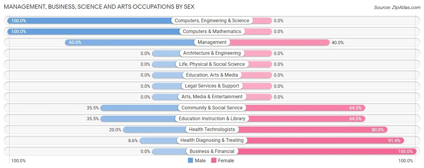 Management, Business, Science and Arts Occupations by Sex in Zip Code 05076