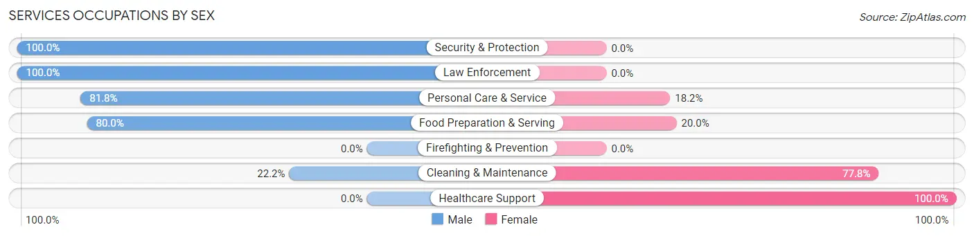 Services Occupations by Sex in Zip Code 05081