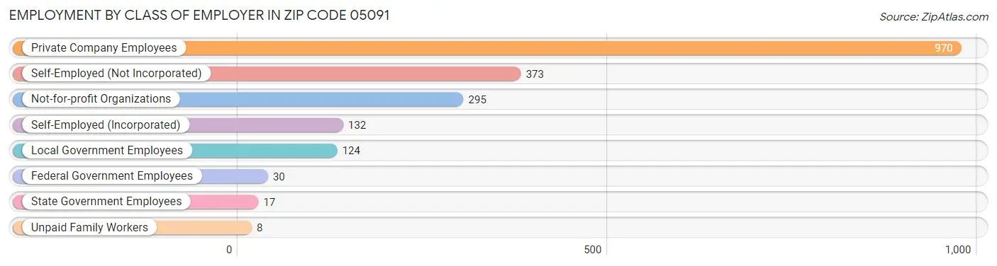 Employment by Class of Employer in Zip Code 05091