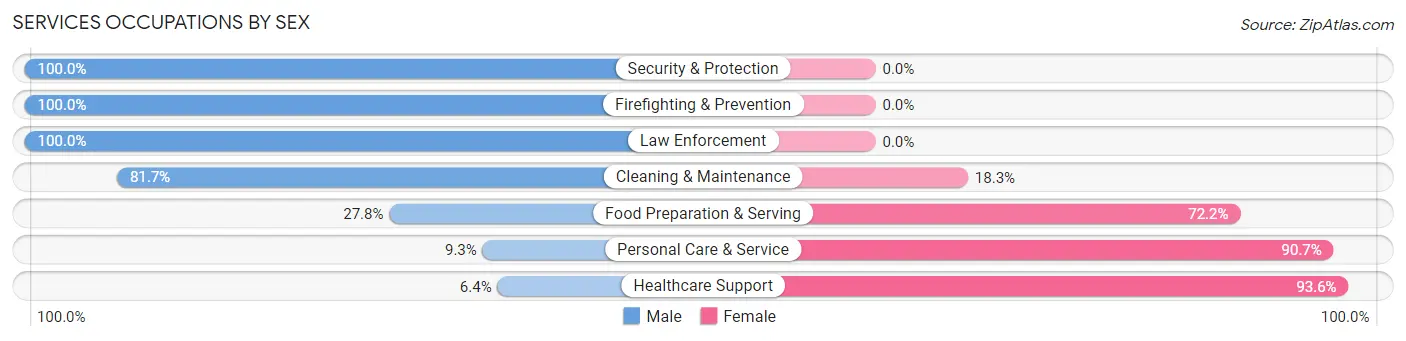 Services Occupations by Sex in Zip Code 05143