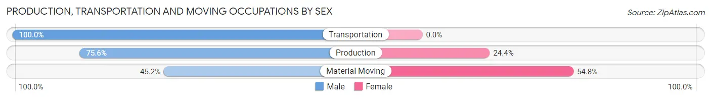 Production, Transportation and Moving Occupations by Sex in Zip Code 05149